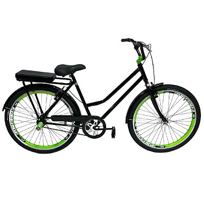 Bicicleta Verona aro 26 Preto E Verde Com Freios Alumínio E Componentes Reforçados Passeio