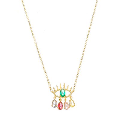 Colar Olho Grego banho Ouro 18k