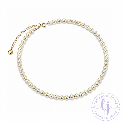 Colar Luxo Pérolas banho Ouro 18k