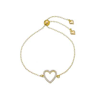 Pulseira Coração Cravejado banho Ouro 18k