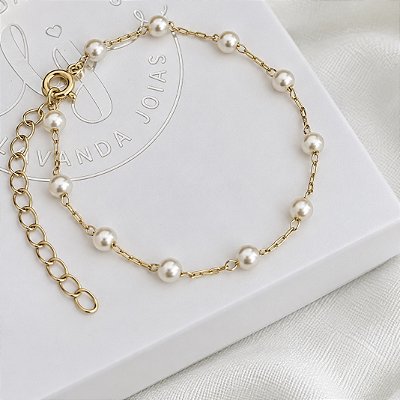 Pulseira de Pérolas banho Ouro 18k
