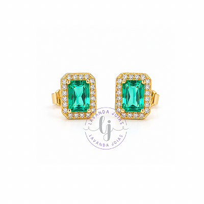 Brinco Luxo Turmalina banho Ouro 18k