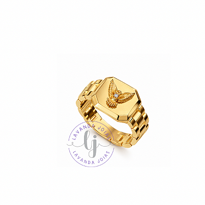 Anel Espírito Santo (dedinho) banho Ouro 18k