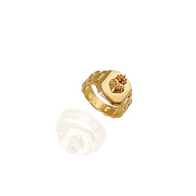 Anel Sagrado Coração (dedinho) banho Ouro 18k