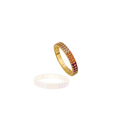 Anel Aparador  Colorido banho Ouro 18k