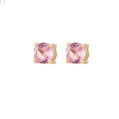 Brinco Ponto de Luz Rubelita banho Ouro 18k