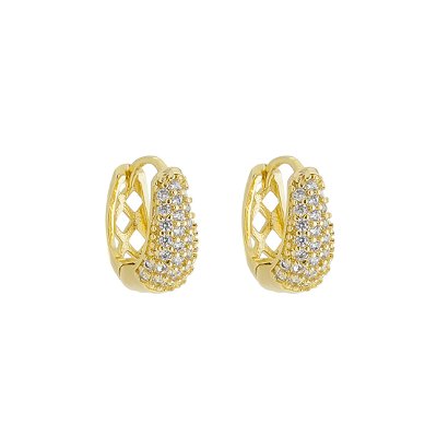 Brinco Argola Gota Cravejada Luxo banho Ouro 18k
