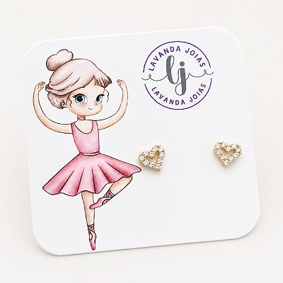 Brinco Coração Bailarina banho Ouro 18k