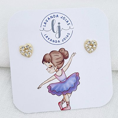 Brinco Coração Bailarina banho Ouro 18k