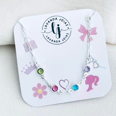 Pulseira Baby Colorida Prata 925