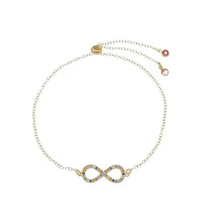 Pulseira Infinito Colorida banho Ouro 18k