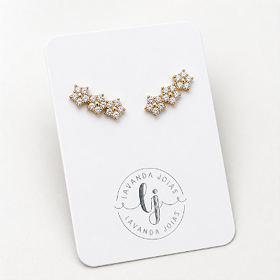 Brinco Flores Cristal no banho ouro 18k