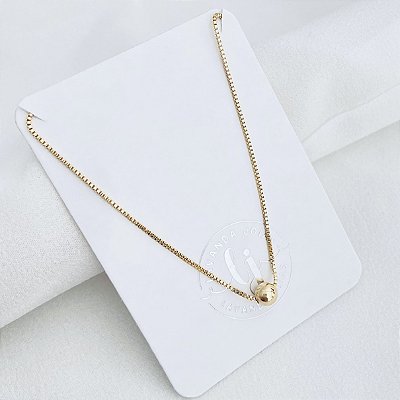 Colar pingente  Bolinha em  banho Ouro 18k