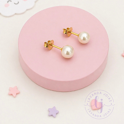 Brinco Clássico Pérola banho Ouro 18k