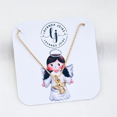 Colar Anjinho da Guarda banho Ouro 18k