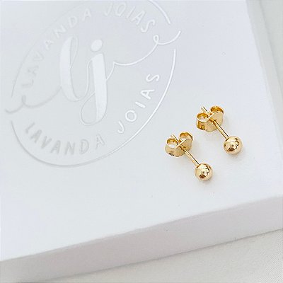 Brinco Bolinha em banho Ouro 18k