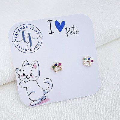 Brinco Patinha Colors em banho ouro 18k