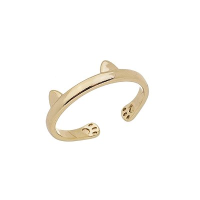 Anel Gatinho Regulável em banho Ouro 18k