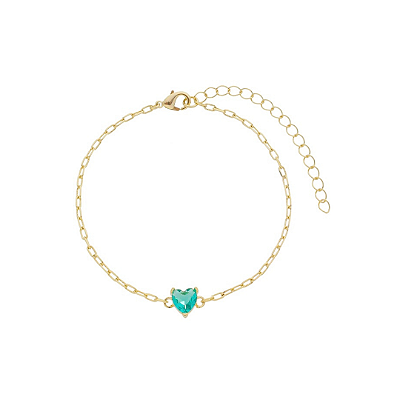 Pulseira Turmalina Coração Ouro 18k