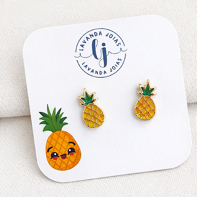Brinco Abacaxi em banho Ouro 18k