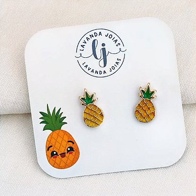 Brinco Abacaxi em banho Ouro 18k