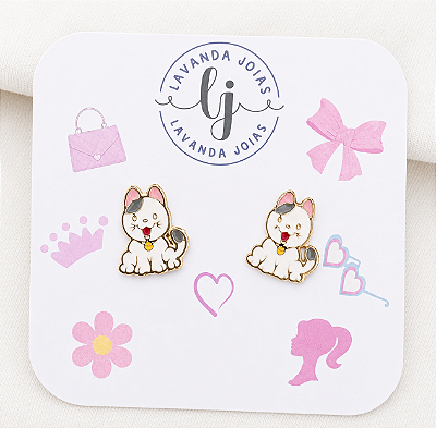 Brinco Gatinho banho Ouro 18k
