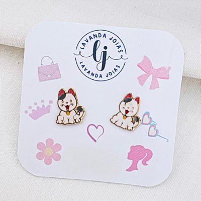 Brinco Gatinho banho Ouro 18k