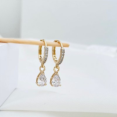 Brinco Argola Gota banho Ouro 18k