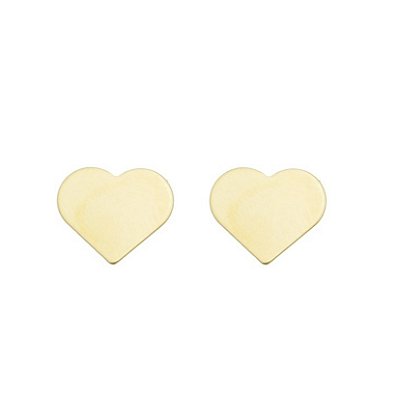 Brinco Coração Liso  banho Ouro 18k