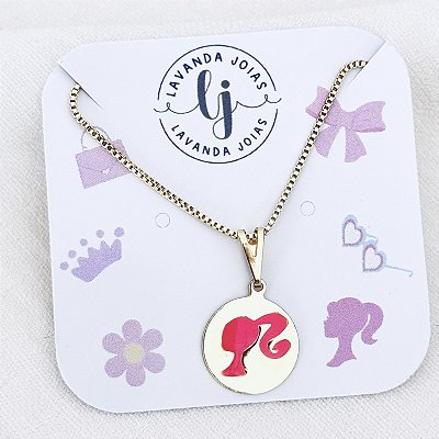 Colar Boneca Pink em banho Ouro 18k