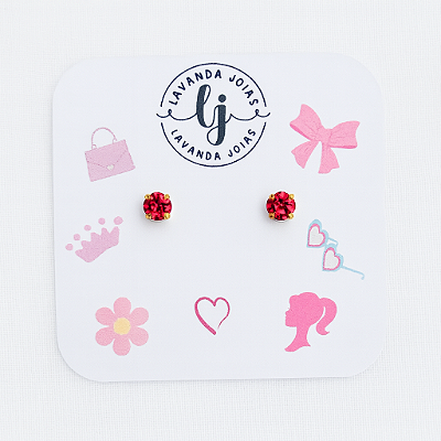 Brinco Baby Boneca Pink em banho Ouro 18k