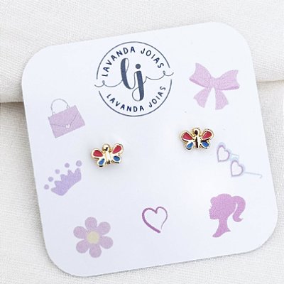 Brinco Baby Borboletinha Boneca em banho Ouro 18k