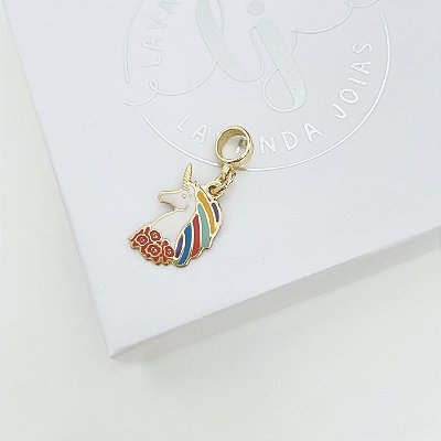 Berloque Unicórnio Boneca em banho Ouro 18k