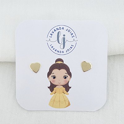 Brinco Coração Bela banho Ouro 18k