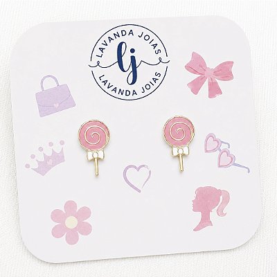 Brinco Pirulito Boneca em banho Ouro 18k