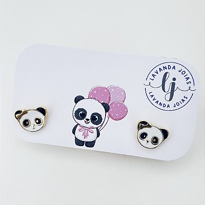 Brinco Panda banho Ouro 18k