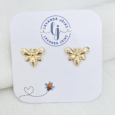 Brinco Abelha Dourada banho Ouro 18k
