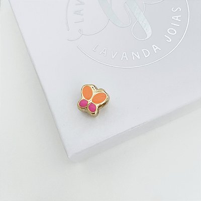 Berloque Borboleta Boneca em banho Ouro 18k