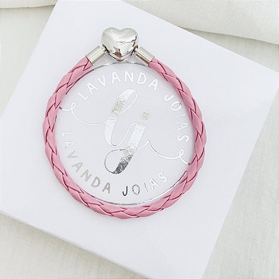 Pulseira Couro Coração para Berloques