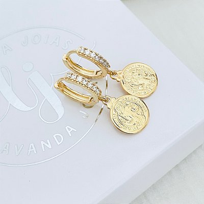 Brinco Argola São Bento no banho Ouro 18k