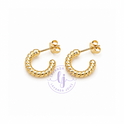 Brinco Argola Corda banho Ouro 18k