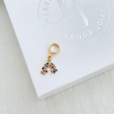 Berloque Arco Iris Colorido em banho Ouro 18k