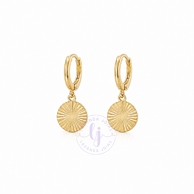 Brinco Argola Medalha banho Ouro 18k