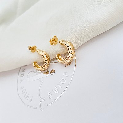 Brinco Argola Croissant banho Ouro 18k