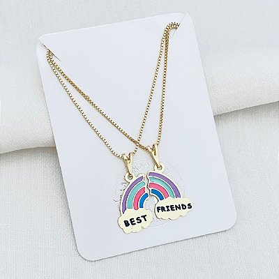 Kit Colar Amigas Arco Iris banho Ouro 18k