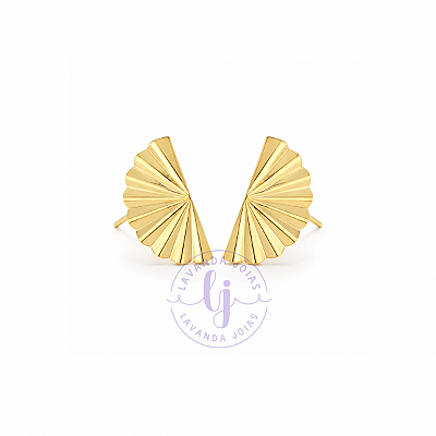 Brinco Leque banho Ouro 18k