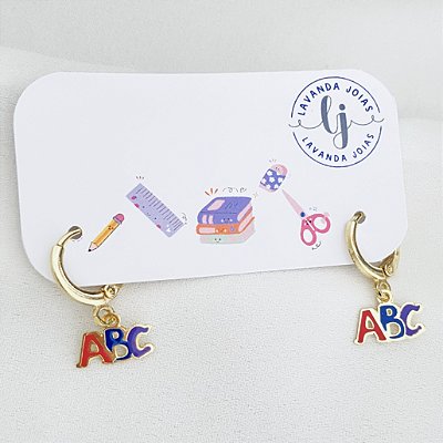 Brinco Argolinha ABC em banho Ouro 18k