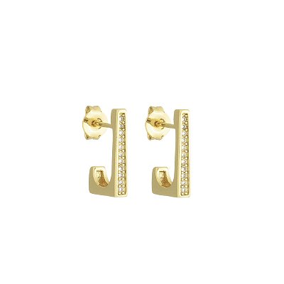 Brinco Argola Retangular banho Ouro 18k
