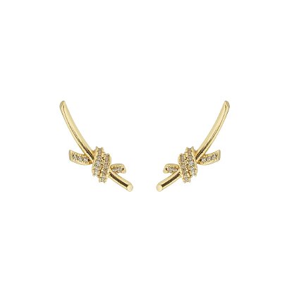 Brinco Ear Cuff Luxo Nó banho Ouro 18k