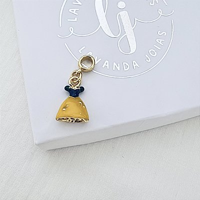 Berloque Vestido Princesa em banho Ouro 18k
